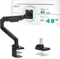 WALI Ultrawide Single Monitor Arm for 13-49 Inch Heavy Duty Curved Screens, up to 44 Lbs, Adjustable Gas Spring Single Monitor Desk Mount with C-Clamp, Grommet Base, 75/100mm VESA (GSM001XL), Black