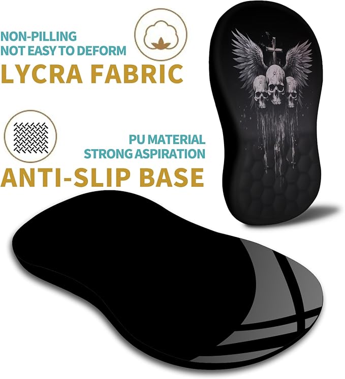 Hokafenle Ergonomic Mouse Pad Wrist Support with Massage Design, Wrist Rest Mousepad with Memory Foam&Non-Slip PU Base, Mouse Pads for Wireless Mouse & Desk (12x8 inch,Demon Angel)