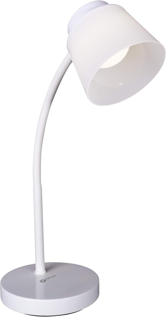 OttLite Clarify LED Desk Lamp with 4 Brightness Settings – Touch Activated Controls, Modern White Design, ClearSun LED Lighting, Flexible Neck, for Work, Study, Reading, Crafting