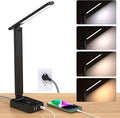 Addtam LED Desk Lamp, Power Strip with 3 Outlets 4 USB Charging Ports(2 USBC), 4 Modes 5 Level Brightness Touch Lamp, Small Desk Lamp for Home Office College Dorm Room Essentials, 10FT