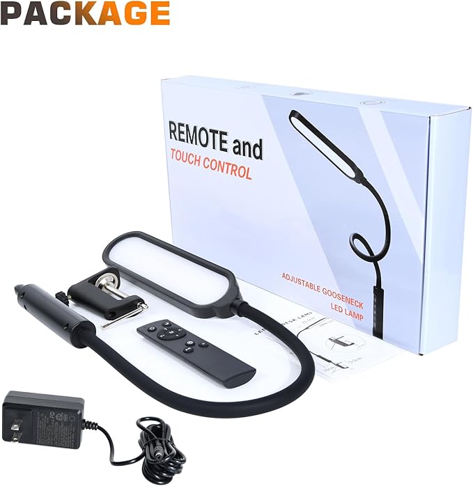 Clamp Lamp, Ultra Bright Clip on Light, CRI>95,18W, 3000 LMS, 3 Color Modes, Soft Touch Control with Timer, Eye-Caring Task Lamp with Remote for Reading, Home, Office (Adapter Included)