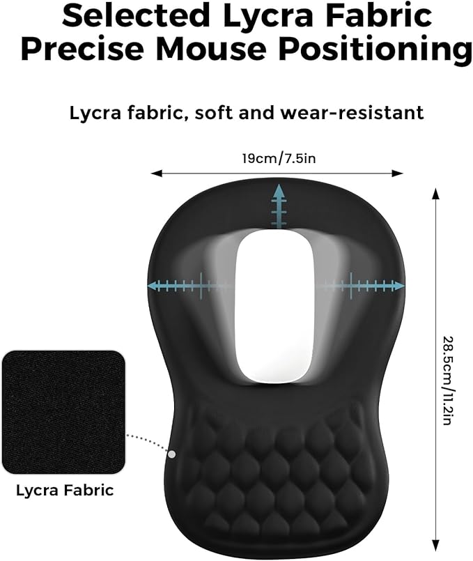 EooCoo Ergonomic Mouse Pad with Wrist Rest, Massage Design Large Mousepad with Memory Foam Wrist Rest and Non-Slip PU Base, Dual-Slope Design for Carpal Tunnel Syndrome, Office Desk Accessories