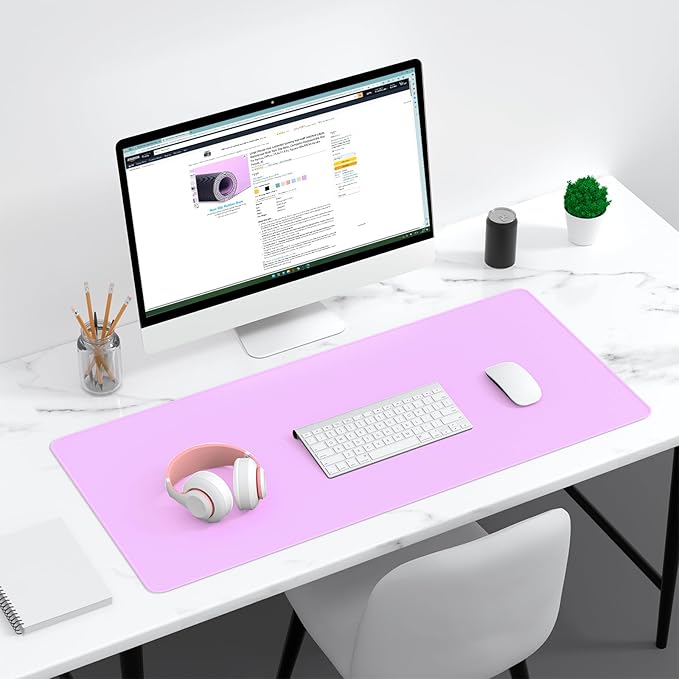 Dapesuom Large Gaming Mouse Pad, Extended Mouse Mat with Stitched Edges, Full Size Keyboard Pad with Non-Slip Base, Big XXL Computer Desk Mats for Gamer, Laptop, Office, 35.5 x 15.7in, Vanilla Purple