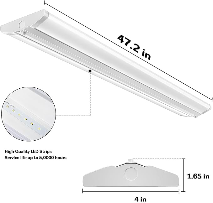 AntLux 4FT LED Wraparound Light Fixture 50W Ultra Slim LED Shop Lights for Garage, Eye Care, 5500 Lumens, 4000K Neutral White, 4 Foot Flush Mount Office Ceiling Wrap Light for Workshop Kitchen Laundry