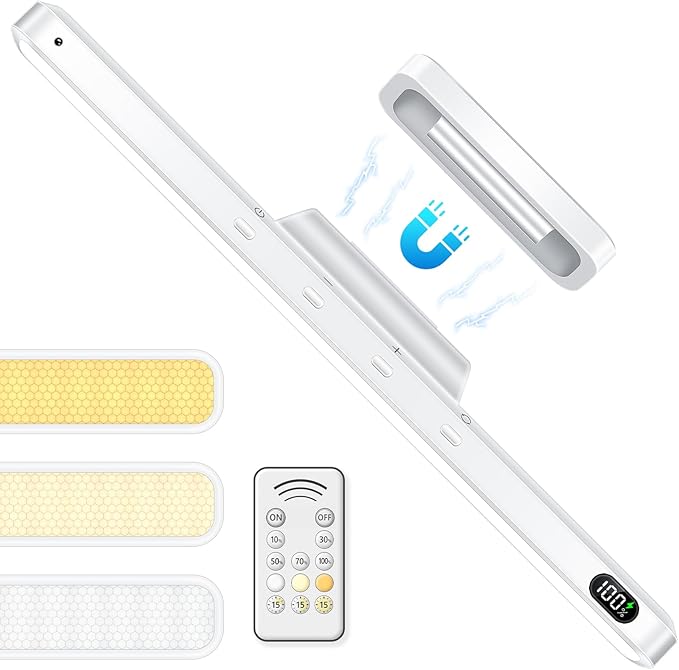 WILLED 5W Led Light Bar with Remote Control, 2500mah Eye-Friendly Vanity Lights Stick On, 3 Color Temperatures Mirror Lights, Button Control Magnetic Light Bar for Cabinet,Closet,Bathroom and Desk