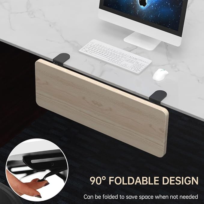 OUGIC Ergonomic Desk Extension Tray, 64x24cm, Clamp Without Punch, Keyboard Drawer Tray, Computer Armrest Table Stand
