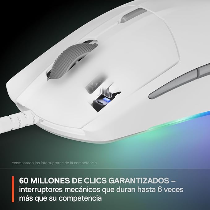 SteelSeries Rival 3 Gen 2 Gaming Mouse — 8500 DPI TrueMove Core Optical Sensor — 60 Million Click Durability — Low Latency — 77g Lightweight — 100% PTFE Feet — RGB — White