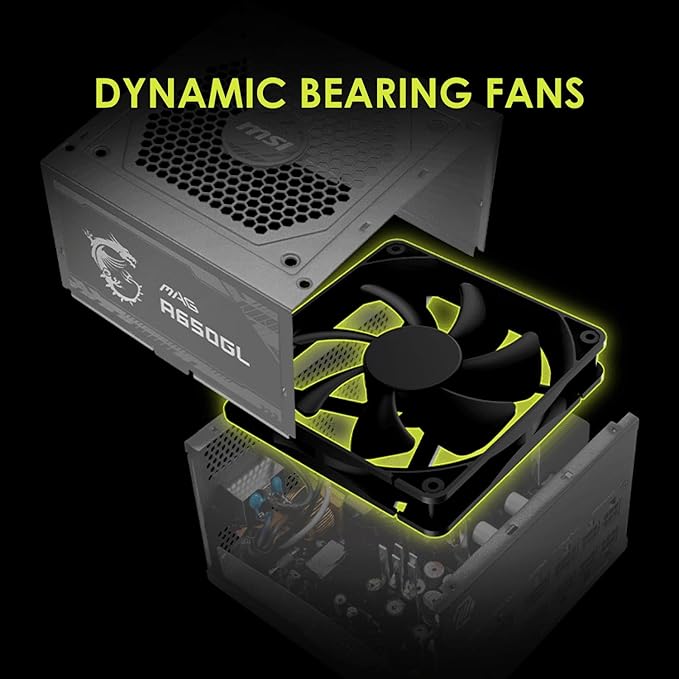 MSI MAG A650GL, Fully Modular Compact Gaming 650W Power Supply, 80+ Gold, ATX PSU, 10 Year Warranty