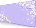 IMAYONDIA Sakura Japanese Desk Mat, Cherry Blossom Large Gaming Mouse Pad, Elegant Floral Mousepad for Women, Purple Flowers Aesthetic Desk Pad for Work Decor, Game, Office, 31.5x11.8