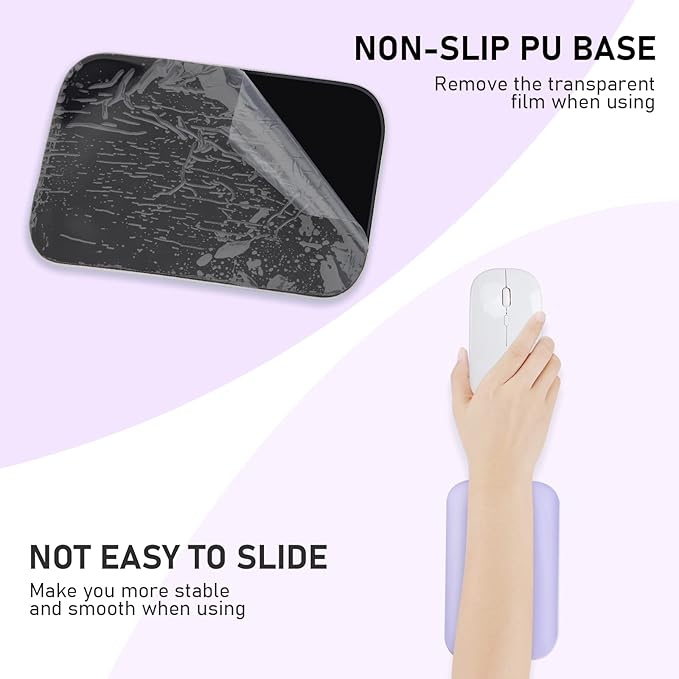 Leolee Elbow Rest Pads for Desk, Purple Ergonomic Wrist Rest Pad Arm Rest Pads with Memory Foam & Non-Slip Base, Armrest Cushion Support Pad Relieve Elbow and Wrist Pain for Computer, Office, 2 Packs