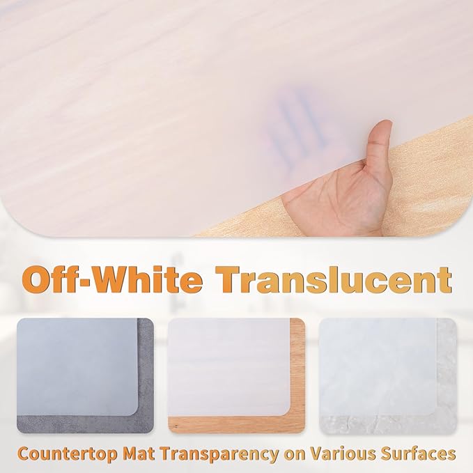 49.2" x 15.7" Large Silicone Mat for Kitchen Counter Protector, Cuttable Silicon Countertop Protector Mat Heat Resistant Mats for Countertop, Cut to Fit Placemat Ship Roll by Foepoge, Translucent