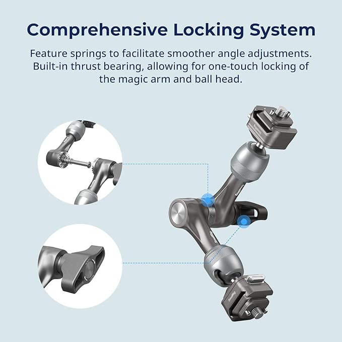 SMALLRIG 7" Rosette Magic Arm, HawkLock H21 Quick Release Structure, w 1/4"-20 Screws and Anti-Twist Pins, for Monitors, Lights, Max Load Cpacity 3.5kg