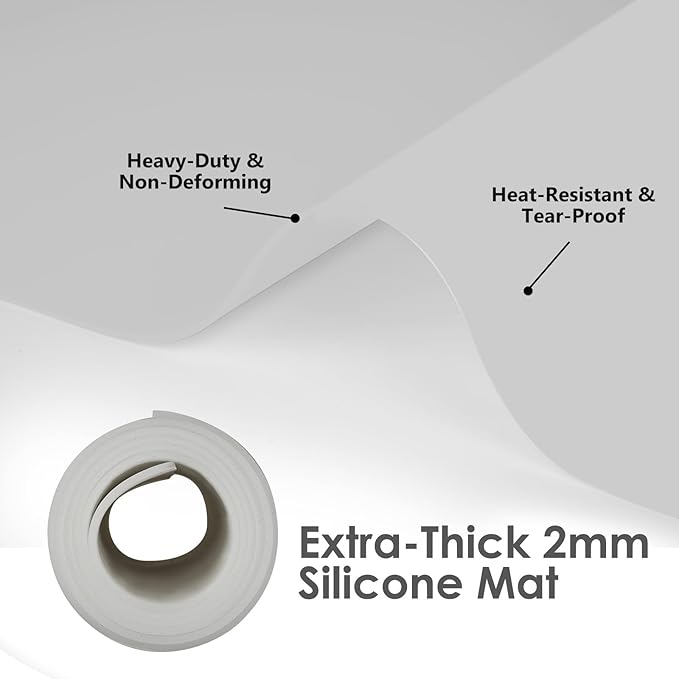 Extra Large Silicone Mat for Resin 36.2" x 24", 2MM Thick Silicone Craft Mat for Table, Multifunction Silicon Matt for Kitchen Countertop Protector Heat Resistant Placemat by Foepoge(Gray)