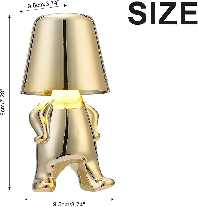 Bedside Touch Control Table Lamp Collection, Gold Decor Thinker Statue LED Table Lamp with USB Port, 3 Way Dimmable Modern Night Light Nightstand Lamp for Home Office(#1)