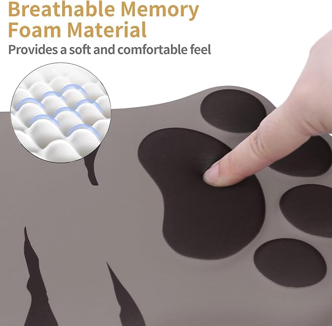 L-SPOUTTO Ergonomic Mouse Pad with Wrist Rest,Cute Cat Paw Mousepad Wrist Support,Comfortable Massage Design Computer Pain Relief Mouse Pad with Non-Slip PU Base for Desk Laptop Gaming Office,Brown