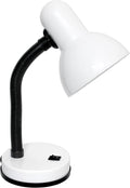 Simple Designs LD1003-WHT Basic Metal Desk Lamp with Flexible Hose Neck for Office, Living Room, Bedroom, College Dorm, Bookshelf, White (Pack of 1)