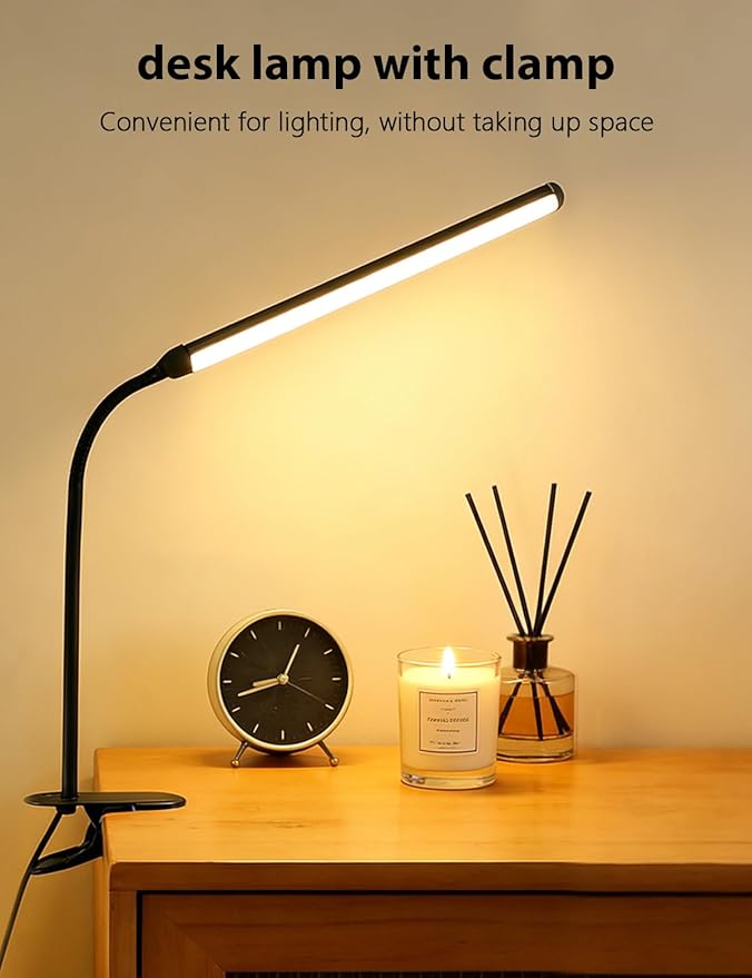 Set of 2 LED Desk Lamp with Clamp for Office Home, Clip on Table Light Bar, Monitor Light Bar Curved, Drawing Desk, Work from Home Reading Light, Reading, Study, Workbench Dormitory