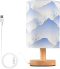 Blue Mountain LED Table Lamp, Bedside Lamp with Linen Lampshade, Flicker-Free Eye Care USB Plug in Nightstand Lamp, for Bedroom and Office