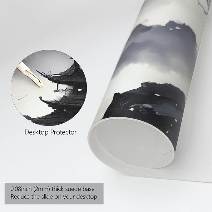 Japanese Mouse Pad, Large Japanese Desk Mat, Leather Desk Pad, Waterproof Keyboard Mat, Non-Slip Computer Mat, Keyboard and Mouse Pad for Office Decor (31.5"x15.7")