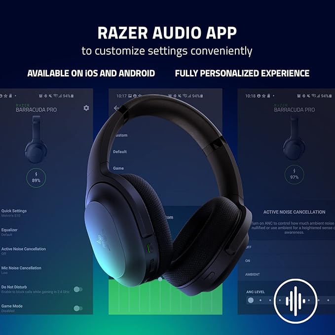 Razer Barracuda Wireless Gaming & Mobile Headset (PC, PlayStation, Switch 2, Android, iOS): 2.4GHz Wireless + Bluetooth - Integrated Noise-Cancelling Mic - 50mm Drivers - 40 Hr Battery - Black