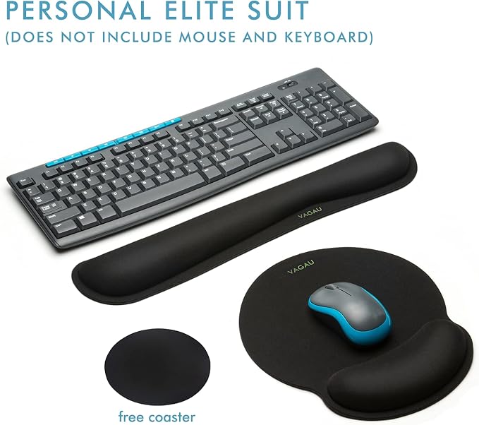 VAGAU Premium Keyboard Wrist Rest and Mouse Pad Wrist Support, Ergonomic Memory Foam Set for Office, Laptop, Mac, Computer and Gaming, Comfortable Typing