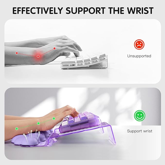 Ergonomic Keyboard Wrist Rest,Adjustable Tilt Stand Combo,Purple Acrylic Cloud Comfort Wrist Support, Customizable Width Riser for Home,Office Desk - Portable Comfortable Typing (Purple)