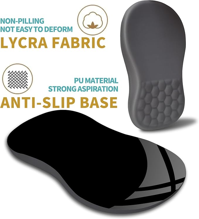 Hokafenle Ergonomic Mouse Pad Wrist Support with Massage Design, Wrist Rest Mousepad with Memory Foam&Non-Slip PU Base, Mouse Pads for Wireless Mouse & Desk (12x8 inch,Light Grey)