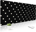 Mouse Pad Leather Desk Mat Large Keyboard Cute Office Desktop Computer Laptop XXL Long Big Aesthetic Modern Design Women Girls Gaming Gamer Oversized Wide Mousepad 31.5"x15.7", Polka Dots