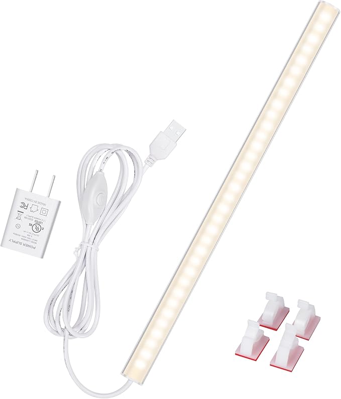 Under Cabinet Lights, 12 Inch Dimmable LED Under Cabinet Lighting, Natural White 4000K, Slim Under-Counter Light Fixtures with Memory Function, Under Counter Lights for Kitchen, Desk Light Bar