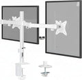 Mount-It! Dual Monitor Mount for Desk, Adjustable Tilt Swivel on Double Monitor Mounts for Screens up to 32”, Dual Monitor Arms for 2 Monitors, VESA 75x75 and 100x100 C-clamp & Grommet in White