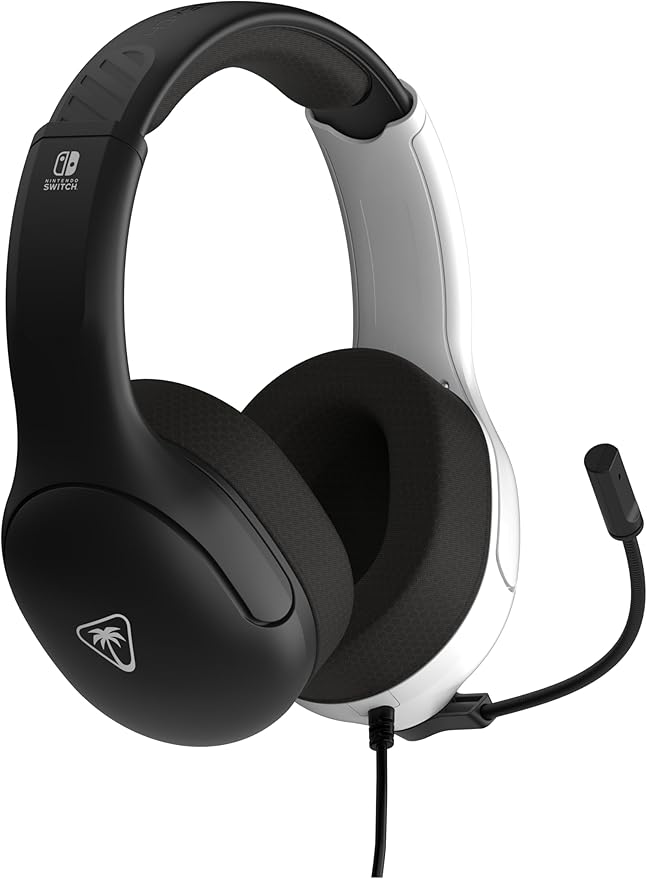 Turtle Beach Airlite Fit Wired Gaming Headset: Officially Licensed for Nintendo Switch, Nintendo Switch Lite & OLED Model - Flip-to-Mute Mic, Over-Ear Comfort Cushions, 40mm Speakers - White & Black