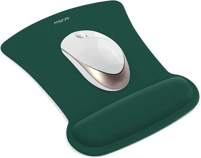 MOSISO Wrist Rest Support for Mouse Pad & Keyboard Set, Ergonomic Mousepad Non-Slip Base Home/Office Easy Typing Cushion with Neoprene Cloth & Raised Memory Foam, Peacock Green
