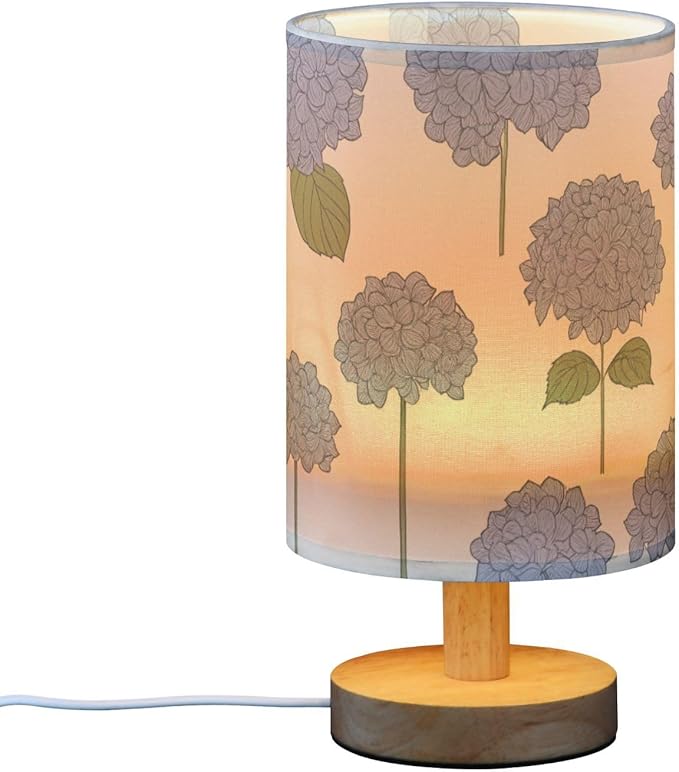 Flower LED Table Lamp, Bedside Lamp with Linen Lampshade, Flicker-Free Eye Care USB Plug in Nightstand Lamp, for Bedroom and Office