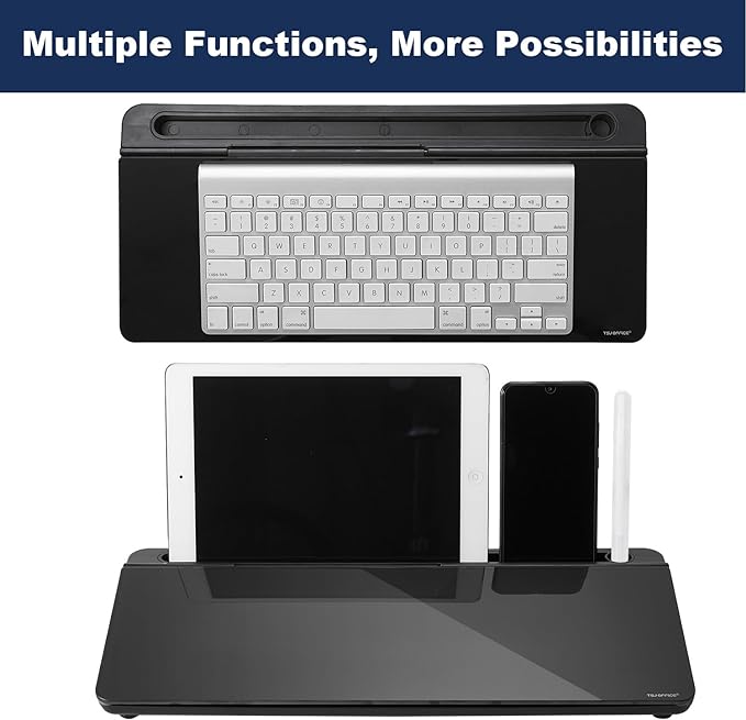 TSJ OFFICE Desktop Whiteboard Dry-Erase-Board - Computer Keyboard Stand White Board Surface Pad with Drawer, Desk Organizers with Accessories for Office, Home, School Supplies - Complete Black