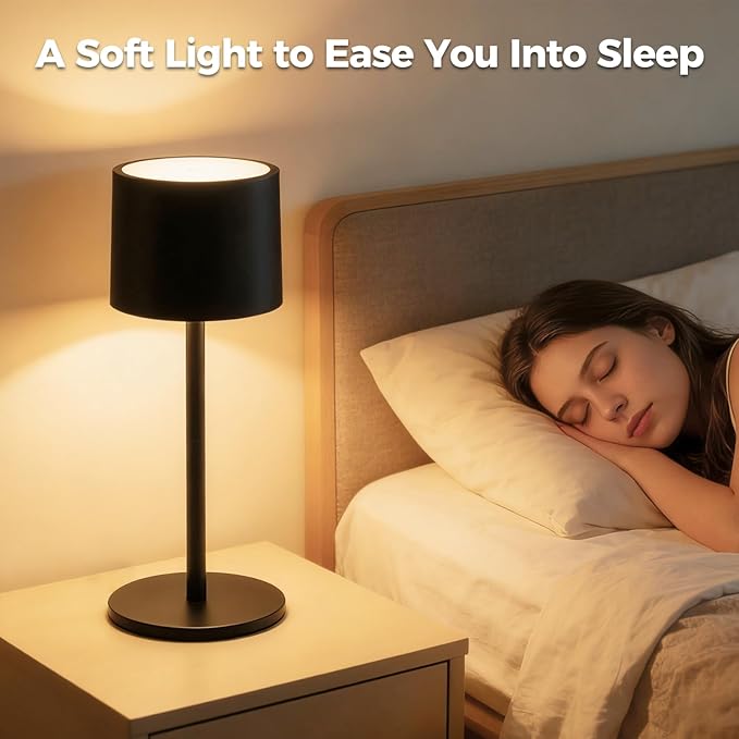 2-Pack Cordless Table Lamp, Portable LED Desk Lamps, 2 Adjustable Height, 4400mAh Battery Powered Rechargeable Light, 3 Color Stepless Dimming, for Restaurant, Bedroom, Outdoor Camping