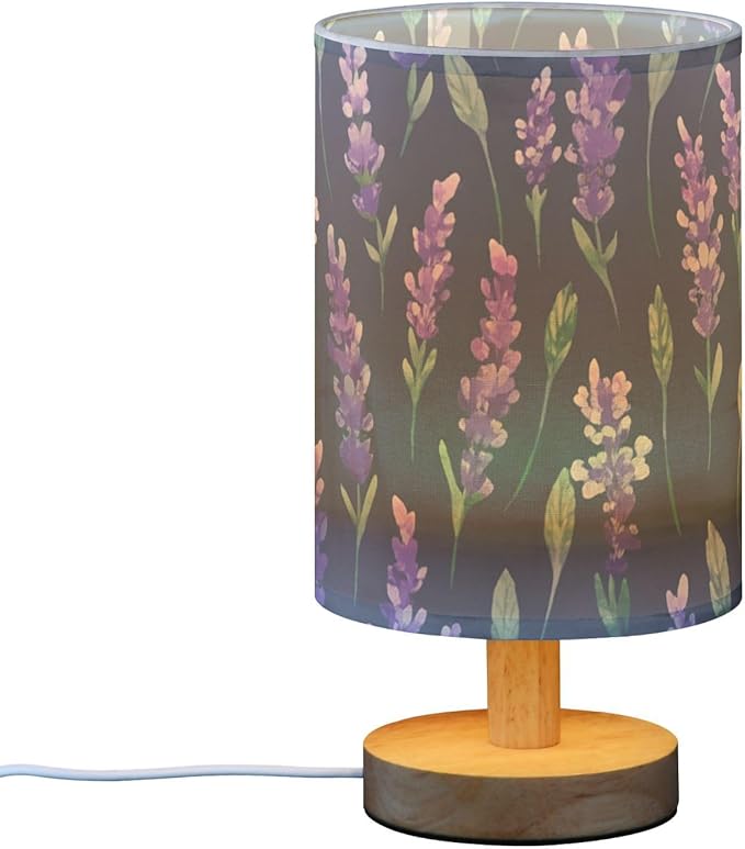 Deep Purple Lavender LED Table Lamp, Bedside Lamp with Linen Lampshade, Flicker-Free Eye Care USB Plug in Nightstand Lamp, for Bedroom and Office