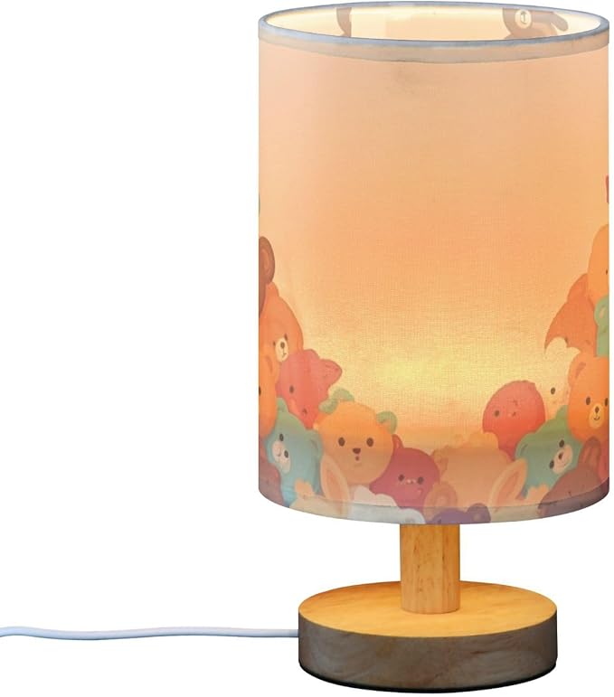 Bear LED Table Lamp, Bedside Lamp with Linen Lampshade, Flicker-Free Eye Care USB Plug in Nightstand Lamp, for Bedroom and Office