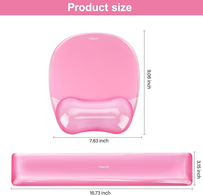 MOSISO Gel Wrist Rest Support for Mouse Pad&Keyboard Set, Irregular Oval Ergonomic Mousepad Keyboard Pad Non-Slip Base Home/Office Cooling Gel Easy Typing Pad for Computer Laptop, Pink