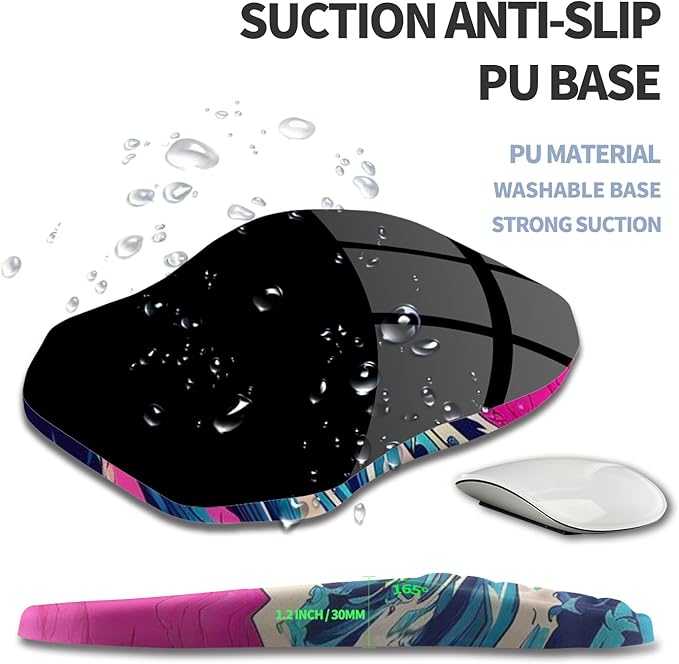 Ergonomic Raised Mouse Pad Wrist Support with Bilateral Slope Memory Foam Mousepad for Wrist Rest and Carpal Tunnel 11.8x7.9〃Twilight Waves
