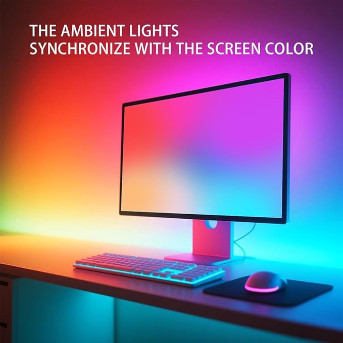 pc sync Light bar，LED Light Strips Deliver Synchronized Lighting Effects with Screen Colors and Music, Compatible with Win/Mac Systems. (PC Sync Light (for 32-34-inch Models))