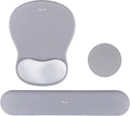 MOSISO Wrist Rest Support for Mouse Pad&Keyboard Set, Curved Ergonomic Mousepad&Coaster Non-Slip Base Home/Office Pain Relief&Easy Typing Cushion with Soft Cloth&Silicone Lining, Gray