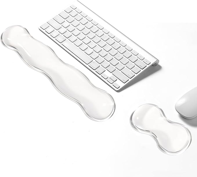Gel Keyboard Wrist Rest Set, Clear Wrist Rest for Keyboard and Mouse, Ergonomic Keyboard Mouse Wrist Rest for Typing, Suitable for Office, Gaming, Computer, Laptop - Transparent