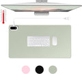 Konohan Heated Desk Pad Warm Mouse Pad, 5 Heating Level & 4 Hour Auto Shut-Off, PU Leather Warm Mouse Mat Heating Keyboard Gaming Mice Warmer Mat Only Supports 110v(Gray-Green Color,23.6"x 14.2")