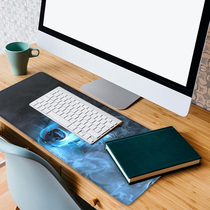 Wolf Gaming Mouse Pad Misty Wolf Blue Eye Cool Animal XL Mouse Pad Large Mousepad Extended Laptop Keyboard Mat Gaming Desk Pad Mouse Mat 35.4"x15.7" Office Computer Keyboard Laptop Home
