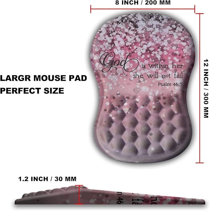 Mouse Pad Wrist Support, Ergonomic Mouse Pad with Massage Dot, Comfortable Computer Mouse Pad for Laptop, Wrist Rest Mousepad with Non-Slip PU Base for Office & Home, 12 x 8 in