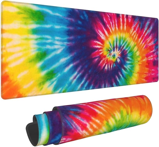 Cool Tie Dye Art Mouse Pad Extended Large Gaming Mousepad XL Big Long Oversized Desk Mat Stitched Edges 31.5 X 11.8 Inch for Home Office