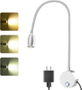 Wall Mounted LED Reading Light with 360° Flexible Gooseneck, Dimmable Bedside Reading Lights for Books In Bed, Plug In Headboard Night Lights, Eye-Caring, 3 Colors Temperature, Touch Control-1 Pack