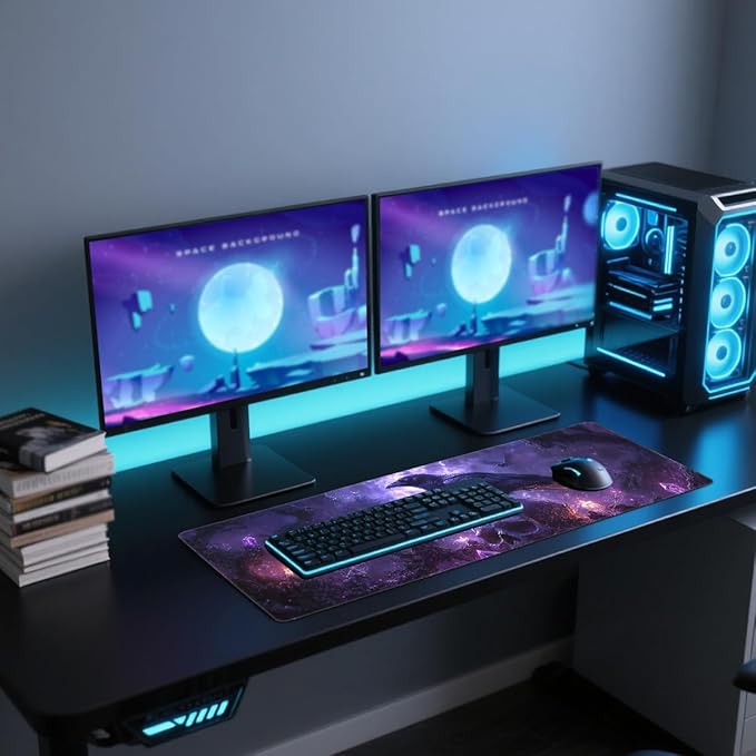 Mystic Crow Desk Mat Gaming Large Mouse Pad Amethyst Flame Skull Enchanted Night Mousepads Computer Keyboard Pad Mouse Mat Laptop Mat 31.5 x 11.8 Mouse Pads for Desk Home Office Gaming