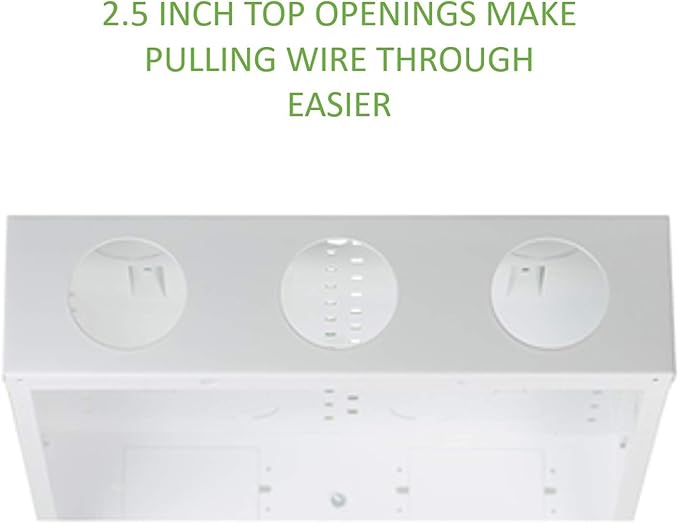 Legrand - On-Q 42-Inch Structured Wiring Enclosure with Screw-On Cover - in-Wall 20-Gauge Media Box with 2.5" Wire Pass Throughs & 2X Outlet Knockouts - Glossy White - EN4200