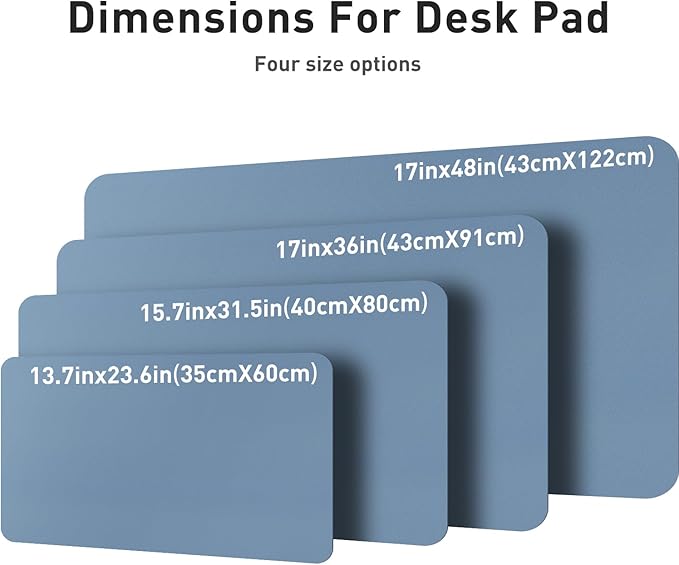 Aothia Leather Desk Pad Protector, Office Mat, Large Mouse Pad, Non-Slip PU Leather Blotter, Laptop Desk Pad, Waterproof Writing Pad for Office and Home (Denim Blue, 31.5" x 15.7")